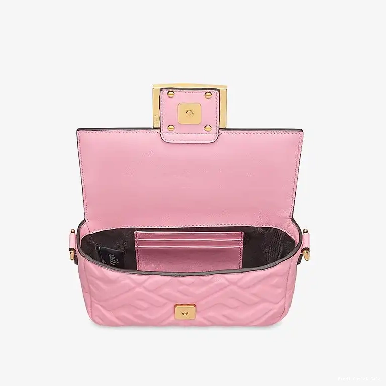 Cheap Pink In Leather Bag Fendi Baguette Motif FF Nappa Mini 0630